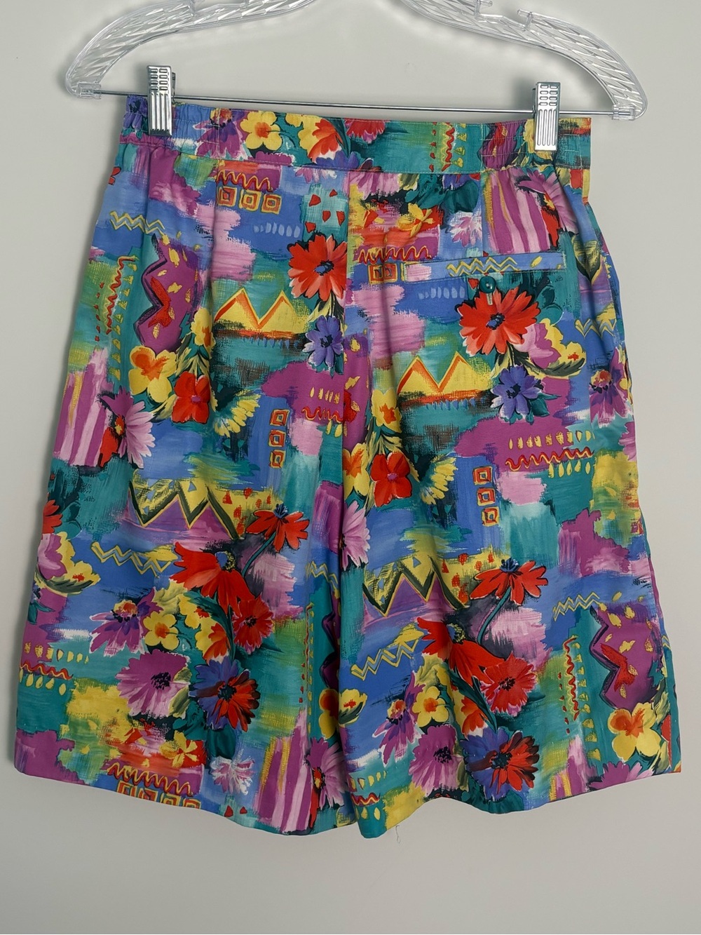 Vintage Men’s Pleated Shorts Vibrant Funky Colorful Floral Geometric Print 28 - Picture 3 of 10